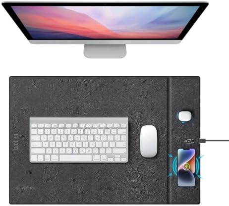 Dual Wireless Charging Mouse Pad, Magnetic 15W, Black by Hi-HONX