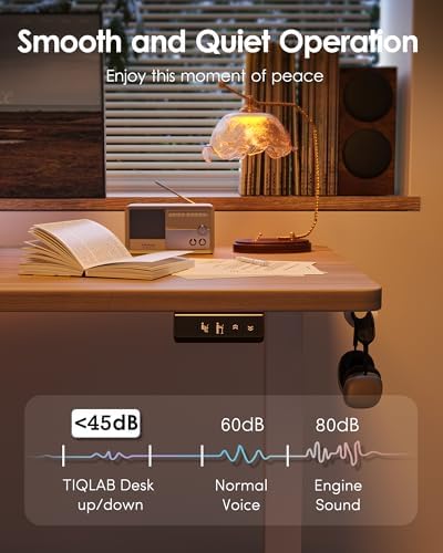 TIQLAB Electric Standing Desk, Adjustable Height Stand up Desk, 63 * 24 Inches Sit Stand Home Office Table with Splice Board, Light Walnut - Image 6