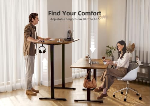 YDN 55 x 24 Inch Rustic Brown Electric Standing Desk - Image 6