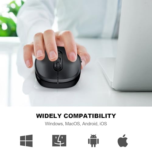 WisFox 2.4G Wireless Mouse for Laptop, Ergonomic Computer Mouse with USB Receiver and Type-C Adapter, 3 Adjustable Levels, 6 Button Cordless Wireless Mice for Windows Mac PC Notebook (Black) - Image 6