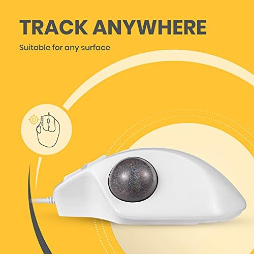 Perixx PERIMICE-520W Wired USB Ergonomic Trackball Mouse - 2 Adjustable Angle Support - 8 Button Tilt Wheel Design - White (11766) - Image 6