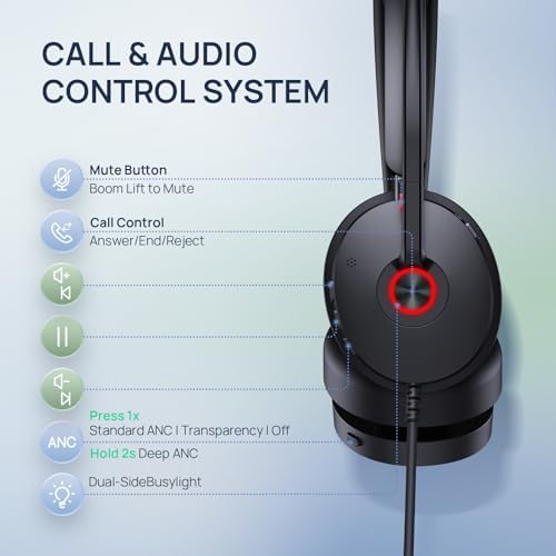Yealink UH48 ANC Wired USB-C/A Headset,6 AI Noise-Canceling Microphones - Image 7