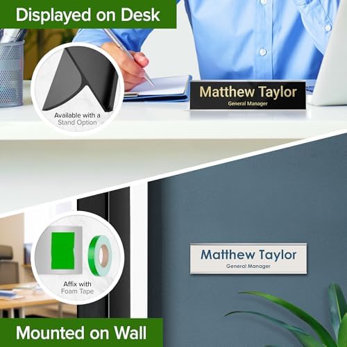 Office Name Plate for Desk, Desk Name Plate Personalized, Custom Door Name Plate for Doors, Wall, Office, Wall Holder, Laser Engraved, 2" x 8", 18 Color Options, Made in USA by My Sign Center. - Image 4