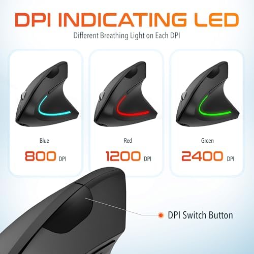 Delton Ergonomic Vertical Rechargeable Wireless Mouse - Image 6