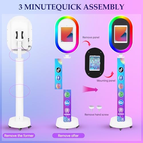 Portable Photo Booth for iPad 10.2" 10.5" 10.9" 11" 12.9" 13" Photobooth Machine Metal Shell Selfie Station RGB Ring Light Custom Logo for Parties Wedding Rental - Image 3