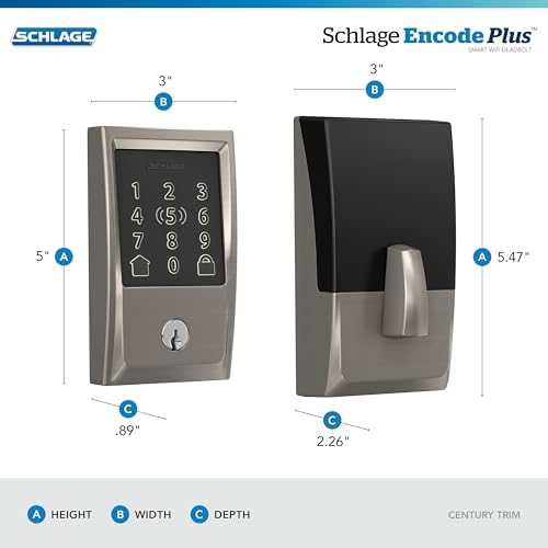 Schlage Encode Plus Smart WiFi Deadbolt Lock, Tap to Unlock, Satin Nickel - Image 3