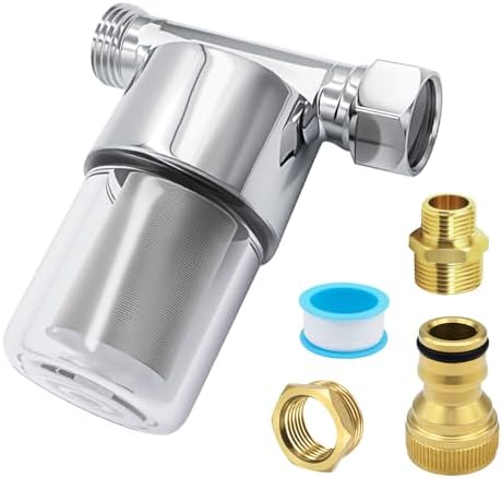 40 Micron Washing Machine Water Filter - Fits 1/2" NPT & 3/4" GHT - Protects Heaters/Showers & Appliances (silver) by Unknown