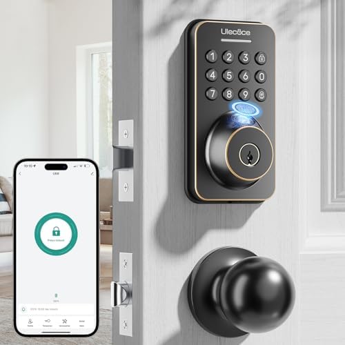 Ulecoce U68 Fingerprint Keypad Deadbolt with Knob Set, Oil Rubbed Bronze by Ulecoce
