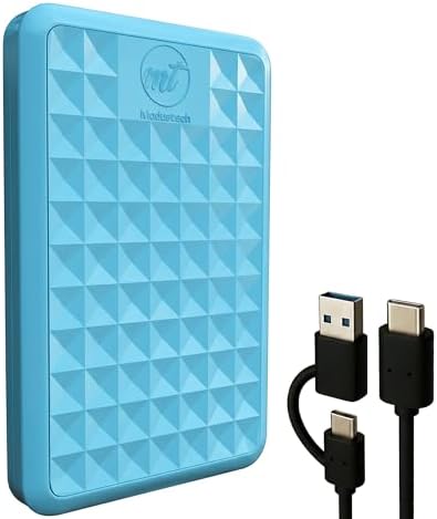 Facet 500GB External Hard Drive Portable USB-C/USB 3.1 Plug & Play Ultra-Slim HDD Hard Drive for Backup, Gaming, PC, Mac, Laptop, PS4, Xbox, Smart TV (Blue) by ModusTech