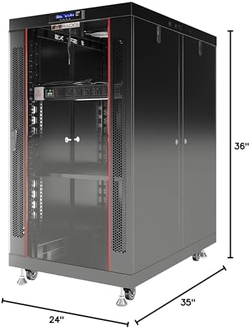 Sysracks 18U Premium Rack Mount Server 35" Depth Deep Network Cabinet, Server Rack with Fan, Removable Side Panels, Locking Glass Door Computer Cabinet Enclosure Network Rack Case PR 18.900 - Image 7