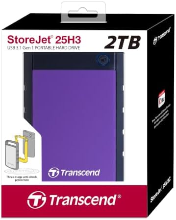 Transcend 2TB StoreJet 25H3 Rugged Portable HDD, One Touch Backup - Image 6