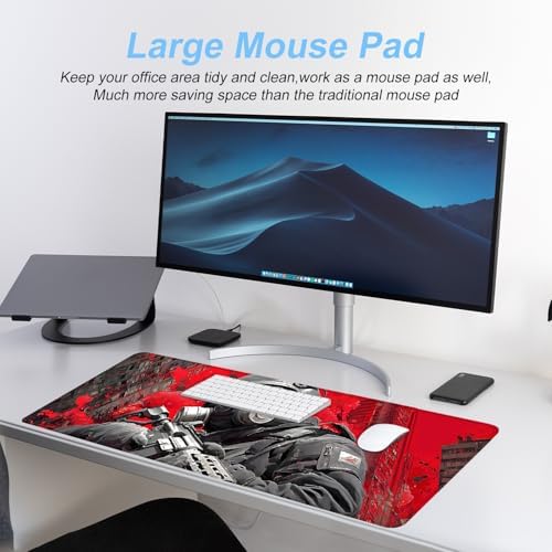 Tactical Soldier Gaming Mouse Pad – 31.5" x 11.8" Extended Desk Mat with Red Urban Battle Scene – Non-Slip Base, Smooth Surface for Gamers & Office Use - Image 5