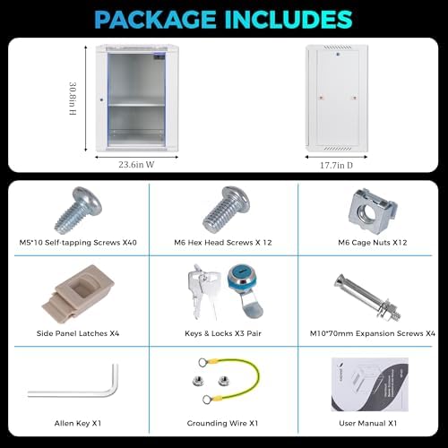 15U Wall Mount Server Rack 450mm Deep Network Cabinet, Lockable - Image 6