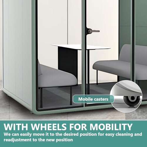 Office Sound Booth with Audio Privacy - Soundproof Recording Booth Includes Green Frame with Curved Corners,Soundproof Room with Light,Steel Plate Structure for Negotiation (90.55IN×70.27IN) - Image 7