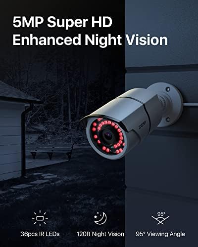 ZOSI 16CH 4K PoE Home Security Camera System, 4TB HDD, 12 x 5MP Metal Cam - Image 3