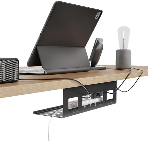 PEGZONE Under Desk Cable Management Tray, 15.7'' Screw-Mount Steel Rack by Pegzone