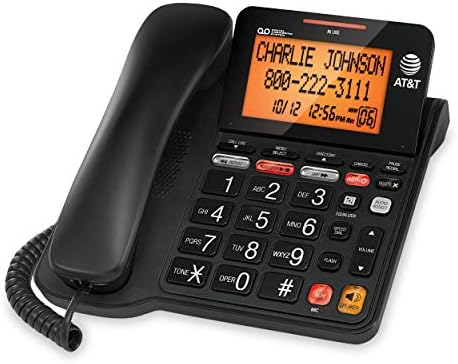 AT&T CD4930 Black Corded Phone with Digital Answering System, Caller ID, Extra-Large Tilt Backlit Display & Big Buttons - Image 3