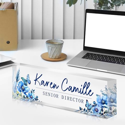 Custom Office Name Plate for Desk - Name Plate Personalized Gifts for Coworkers, Boss, Teacher, Social Worker - Acrylic Office Desk Decor for Women Men - Employee Appreciation Gifts (blue) - Image 6