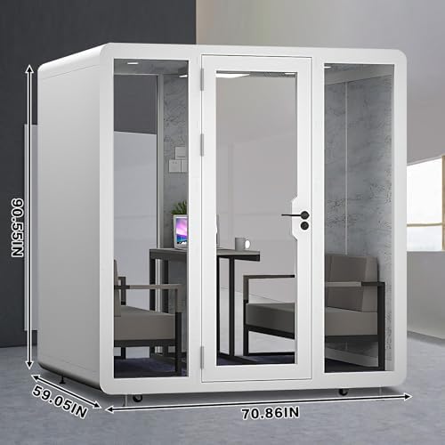 Office Sound Booth with Audio Privacy - Portable Soundproof Booth Includes White Modern Syle,Movable Room with Light,Fans, Socket for Meeting Room, Study (70.86IN) - Image 2