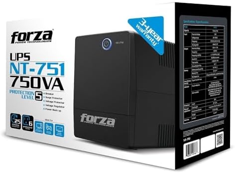 Forza UPS Battery Backup & Surge Protector 6 Outlet Battery Backup for Computer Desktop 750VA (375W) Uninterruptible Power Supply - Image 4