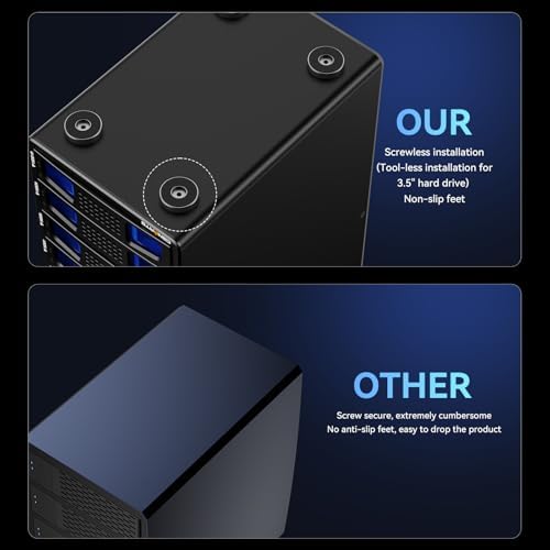 CENMATE Aluminum 10 Bay Hard Drive Enclosure with Cooling Fan for 2.5“/3.5" SATA HDD/SSD with USB A/C 3.0, Support Hot Swappable, Tool-Free HDD Enclosure, DAS(NO RAID/NAS) - Image 5