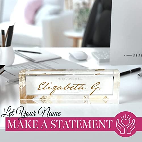 Desk Name Plate Personalized, Custom Name Plates 2½/x8 Inches, Thick Crystal-Clear Acrylic, Gift Box, Office Desk Decor. USA Made by ACRYLUXE (Monique) - Image 4