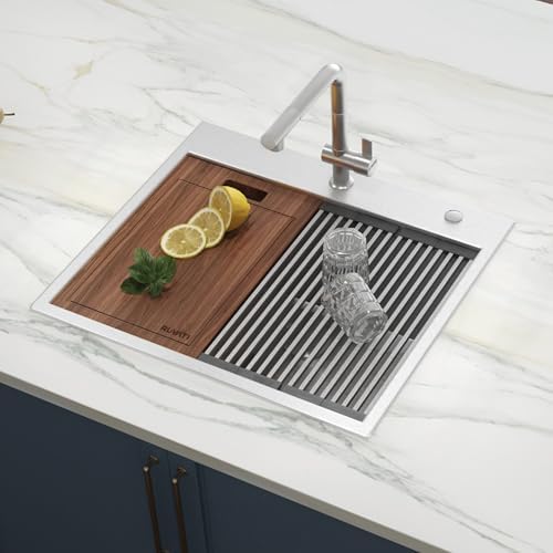 Ruvati 25x22-in 16-Gauge Workstation Drop-in Kitchen Sink - RVH8023 - Image 2