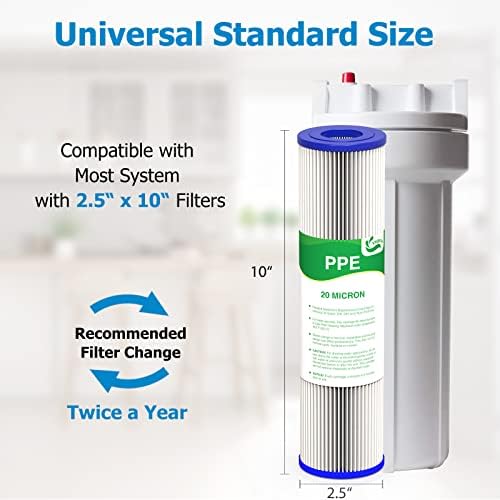 20 Micron Water Filter 10" x 2.5", Pleated Sediment Filters, 4-Pack - Image 3