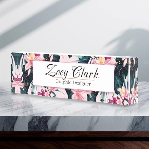 Personalized Acrylic Office Desk Name Plate with Name and Title Printing by nyareka