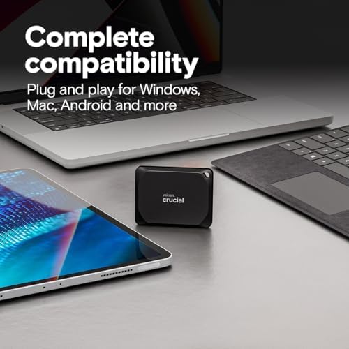 Crucial X10 Pro 2TB Portable SSD, Up to 2100MB/s Read, 2000MB/s Write, USB 3.2 USB-C, External Solid State Drive, Durable Storage for PC & Mac, for Professional Creators, Black - ‎CT2000X10PROSSD902 - Image 5