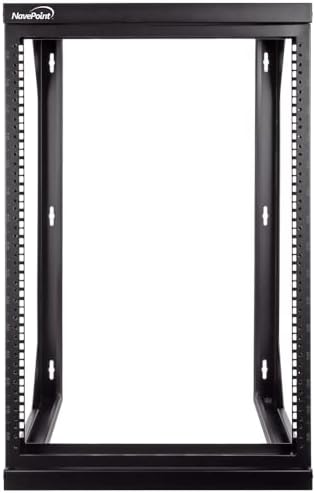 NavePoint 15U Open Frame Server Rack for 19" IT Network Equipment & A/V Devices, Free Standing or Wall Mount Rack with 180 Degrees Gate Swing, Black - Image 5
