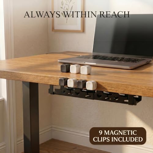 No-Drill Expandable Under Desk Cable Tray with 9 Magnetic Clips - Image 3