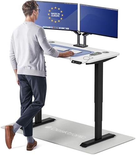 Desktronic HomePro Standing Desk 48x24 — Made in Europe, Ergonomic Sit Stand Home Office Desk, Electric Height Adjustable, Dual Motor, USB & USB-C Charging, Wobble-Free, Touchscreen, 3 Memory Presets by Desktronic