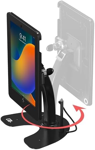 CTA Digital Dual Kiosk Stand – CTA Dual Security Kiosk Stand with Locking Case, Cable, and 360-Degree Rotating Base – Compatible with iPad 7th/ 8th/ 9th Gen 10.2-inch, iPad Air 4, (PAD-ASKB10) – Black - Image 6