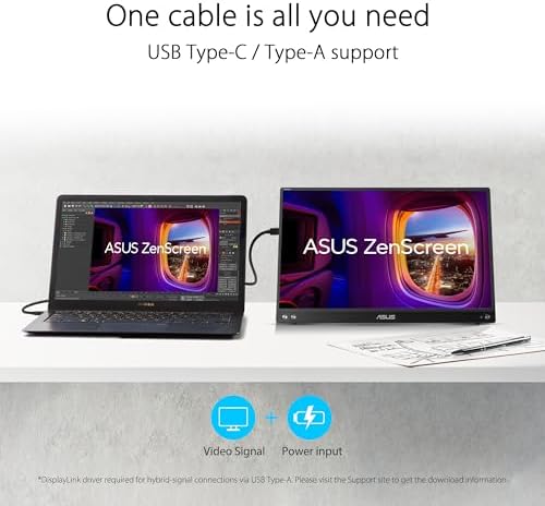 ASUS ZenScreen 15.6” 1080P Portable Monitor (MB16ACVR) - Full HD, IPS, Eye Care, Flicker Free, Blue Light Filter, Kickstand, USB-C Power Delivery, for Laptop, PC, Phone, Console - Image 2
