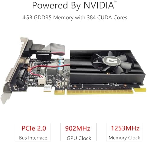 Glorto GeForce GT 730 4G GDDR5 Low Profile Graphics Card, PCI Express 2.0 x8, HDMI/DVI/VGA, Entry Level GPU for PC, SFF and HTPC, Compatible with Windows 11 - Image 2
