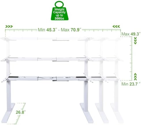 Fromann Dual Motor Standing Desk Frame 3 Tier Legs Sit Stand up Electric Height Adjustable Desk Base for Home and Office (White) - Image 3