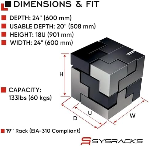 18U Wall Mount Server Rack Cabinet – 19" Network Rack Enclosure, 24" Deep Data Rack Cabinet with Fan, PDU & 2 Shelves for IT Equipment, Switches and Patch Panel - Image 3