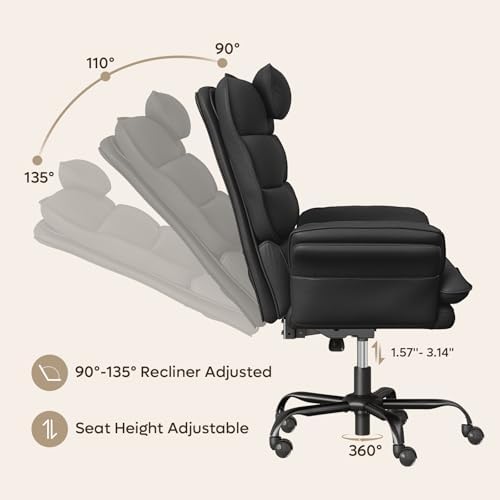 Bestier Criss Cross Chair with Adjustable Arms PU Leather Black - Image 6