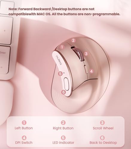 Nulea Ergonomic Vertical Wireless Mouse with 6 Buttons and 3 Adjustable DPI - Image 3