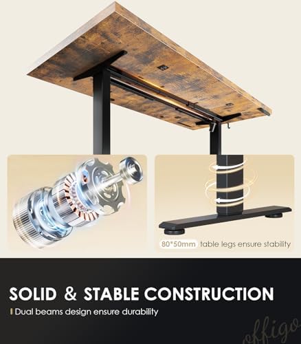 OffiGo 71" Executive Electric Standing Desk Height Adjustable, Rustic Brown - Image 6
