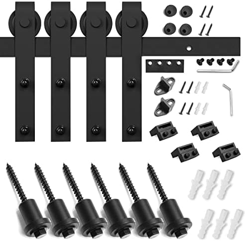 SMARTSTANDARD 8 FT Double Barn Door Hardware Kit, Fit 24" Wide Door Panel - Image 5