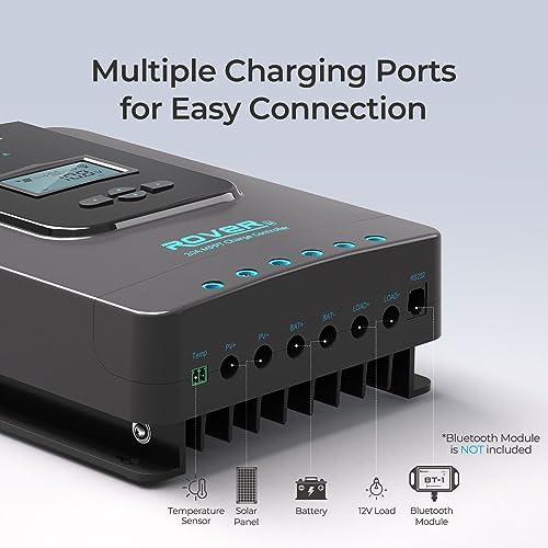 Renogy Solar Charge Controller Rover 20A 12V24V Auto DC Input MPPT Charge Controllers for Solar Panels Adjustable LCD for Gel Sealed Flooded Lithium Batteries - Image 7