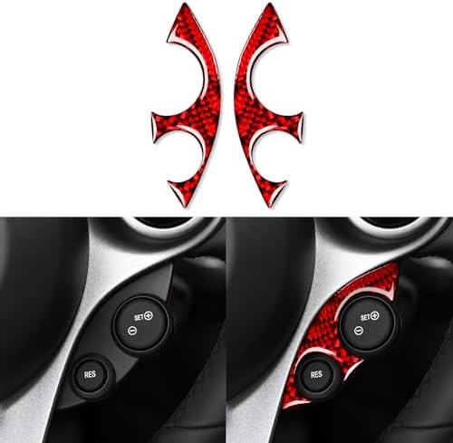 Real Soft Red Carbon Fiber Car Dashboard Control Panel Side Button Frame Trim Sticker Auto Interior Decoration Accessories Compatible with Benz Smart 2016 2017 2018 2019 2020 2021 by PJFUS
