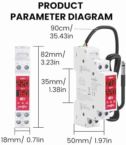 TONGOU WiFi Smart Temperature Humidity Controller Switch, DIN Rail Dry Contact Output,Tuya/ Smart Life Remote Temperature Humidity Monitor, for Electrical Cabinet/ Greenhouse Incubator, FCC Certified - Image 3