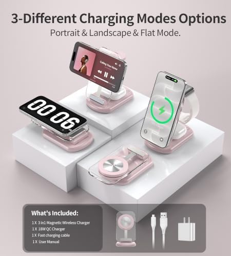 Mukiya 3 in 1 Magnetic Wireless Charging Station for iPhone 18 Pro max/Duo - Image 5