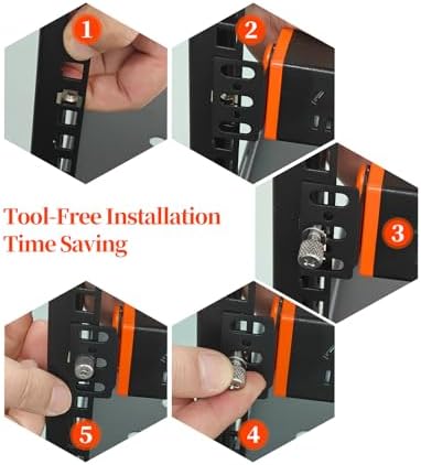 25Pack Tool-Free Hand‑Twist Rack Screws & 19" Square-Hole Cage Nuts Combo - No-Tool Server Rack Mount Hardware with Soft Washers, Carbon Steel for Server/A/V Cabinets,Network Racks (12/24) - Image 2