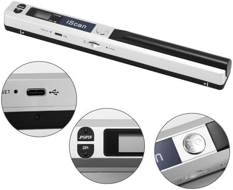 Portable Document Scanner - 900DPI Handheld Portable Scanner Image Scanner Scanning Wand A4 Colour Photo Mobile Scanner Handy Scan, JPG/PDF Format, with 16G SD Card (Silver) - Image 3