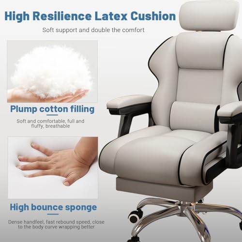 Executive Computer Chair Home Office Desk Chair,Adjustable Angle, Ergonomic Adjustable Height PU Leather Chairs with Cushions Armrest for Long Time Seating-High Office Chair with Footrest - Image 5
