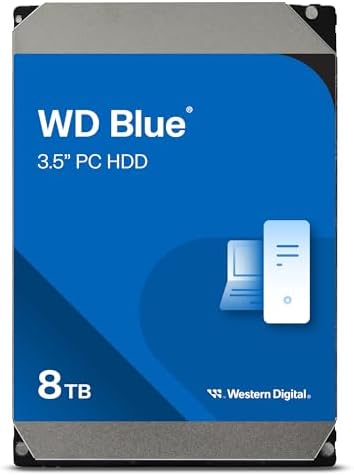 Western Digital 8TB WD Blue PC Internal Hard Drive HDD - 5640 RPM, SATA 6 Gb/s, 256 MB Cache, 3.5" - WD80EAAZ by WesternDigital